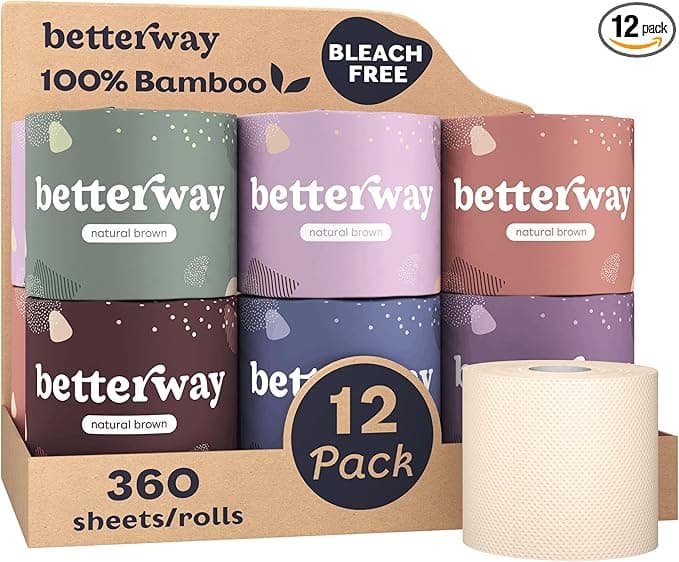 Betterway Unbleached Bamboo Toilet Paper Rolls