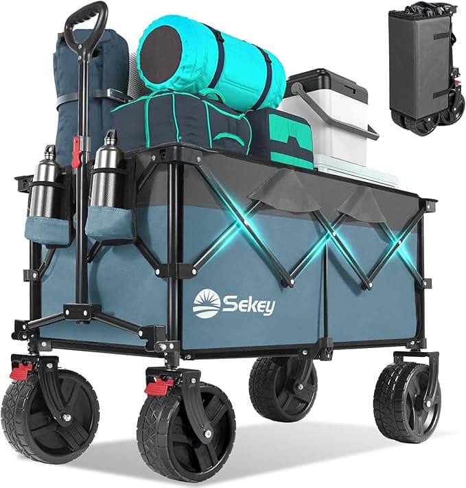 Sekey 220L Wagons Carts Foldable with Big All-Terrian Beach Wheels