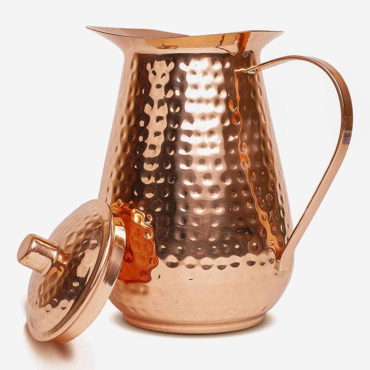 Artisan's Anvil Hammered Copper Water Pitcher 70oz, 100% Pure, With...