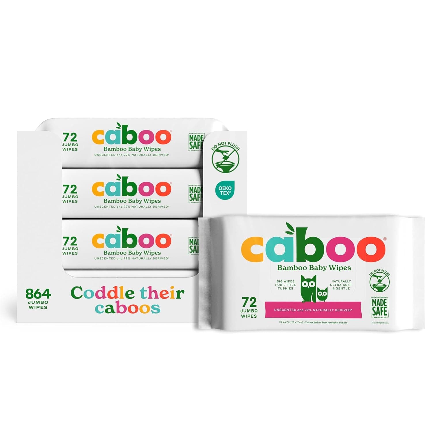 Caboo Baby Wipes, Made with Bamboo Viscose, Certified Made Safe...