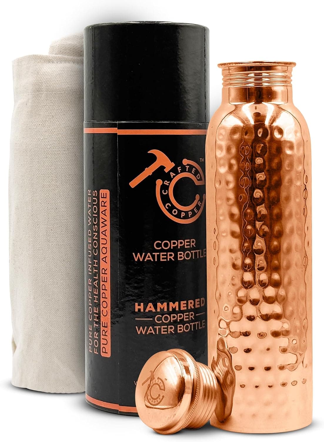 100% Pure Copper Water Bottle for Drinking - 34 Oz Extra Large...