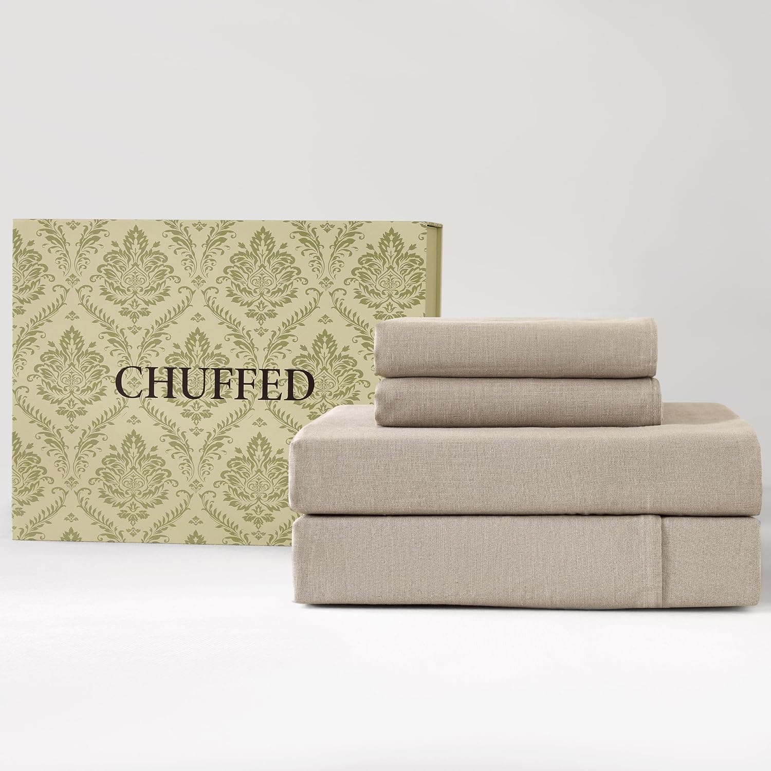 CHUFFED 100% French Pure Linen Sheets Set King Size 4-Piece, Oeko-Tex...