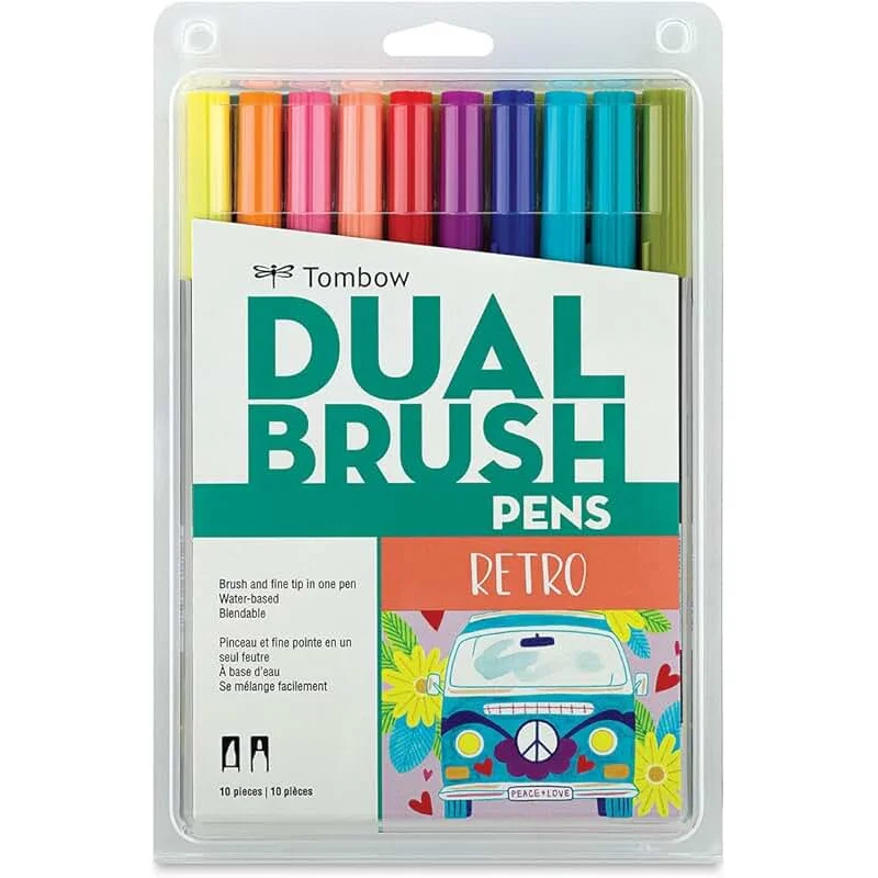 Dual Brush Pens 10-Pack Primary