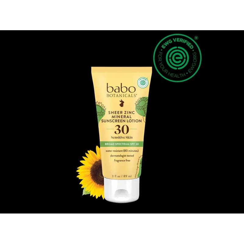 Babo Botanicals Sheer Zinc Mineral Sunscreen Lotion SPF 30 (EWG Verified)