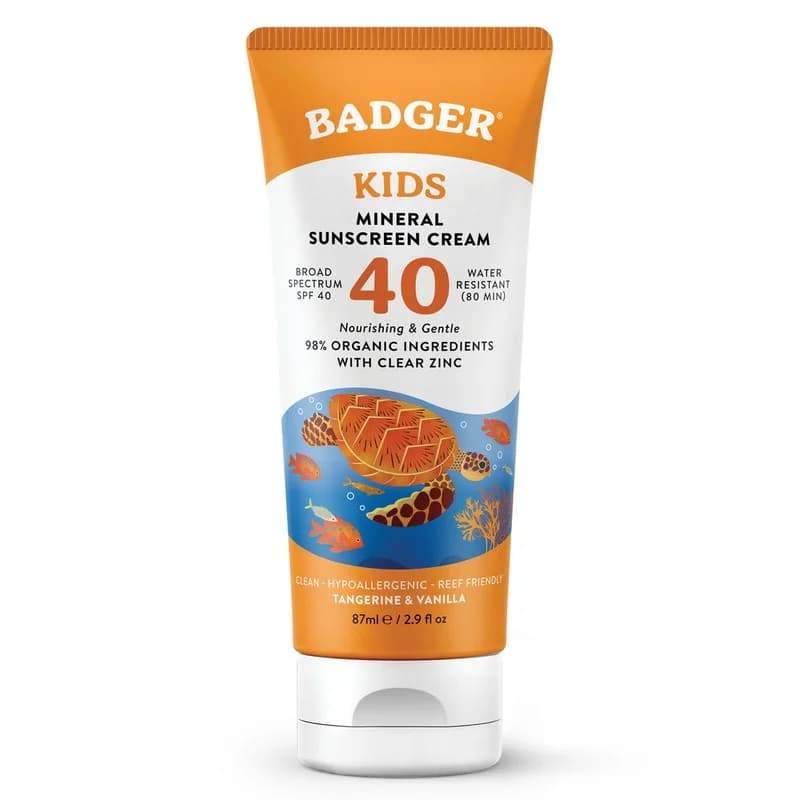 Badger Kids Mineral Sunscreen Cream SPF 40 (Zinc Oxide 22.5%)