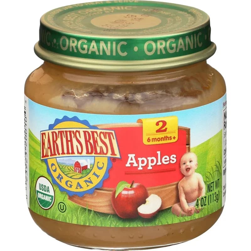 Earth's Best Organic Stage 2 Apples, 4 oz jar