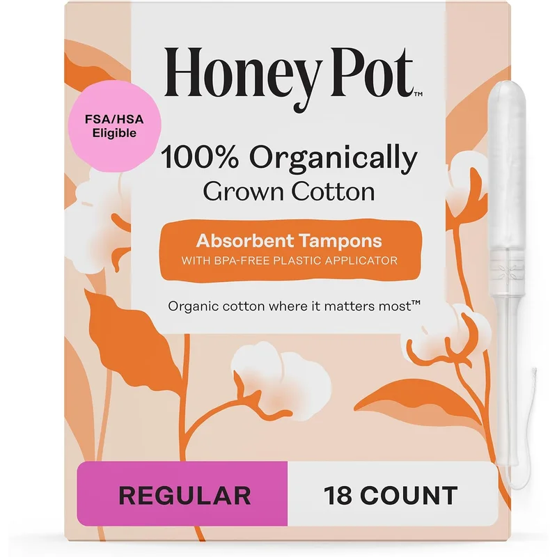 The Honey Pot Company Organic Cotton Core Tampons, Regular