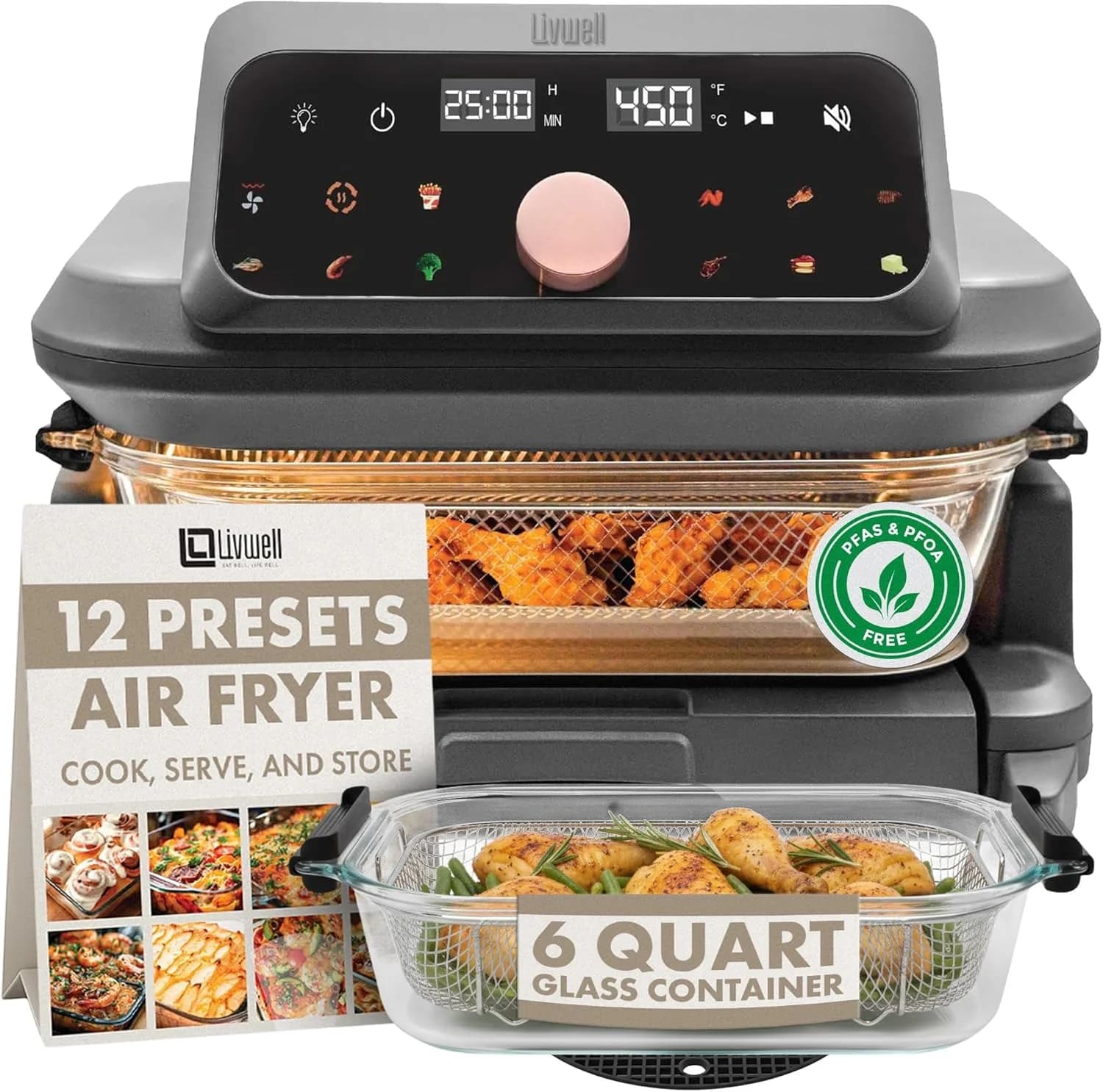 Livwell 6 Quart Glass Container Air Fryer