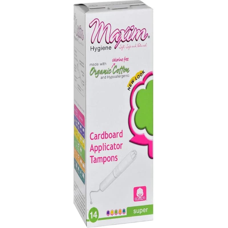 Maxim Hygiene 100% Certified Organic Cotton Tampons, Cardboard Applicator, Unscented