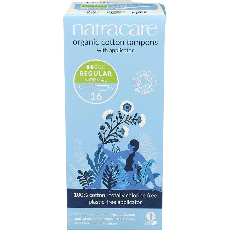 Natracare Organic Cotton Tampons, Regular, Cardboard Applicator