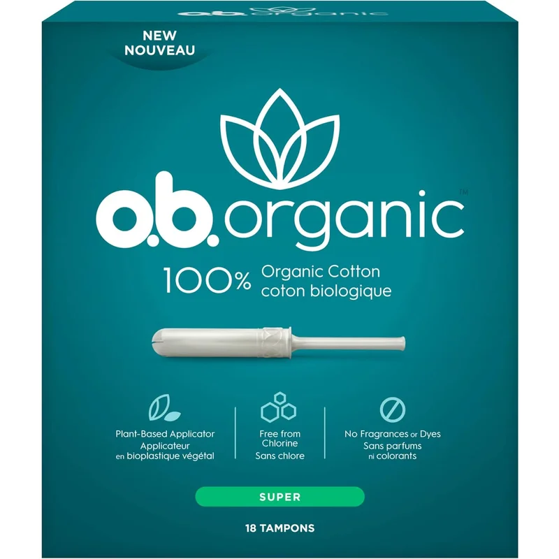 o.b. Organic 100% Organic Cotton Tampons, Regular