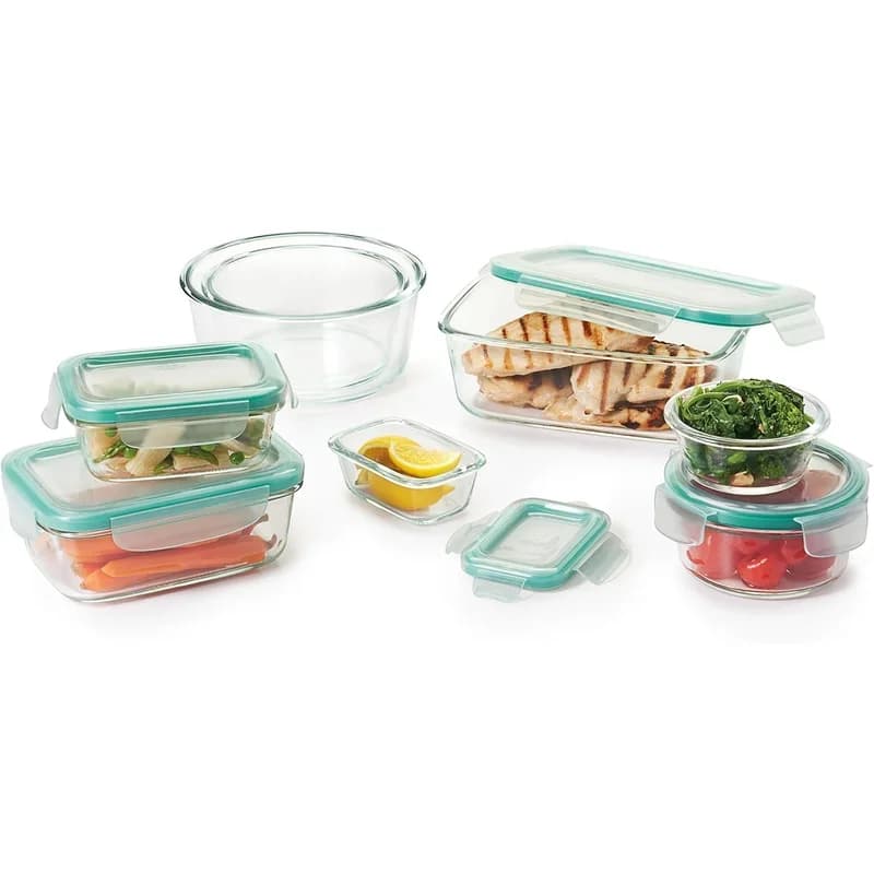 OXO Good Grips 16 Piece Smart Seal Leakproof Airtight Glass Food Storage Container Set