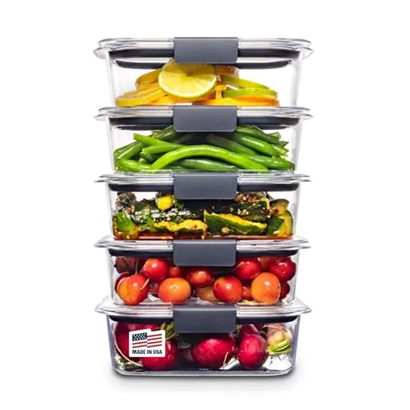 Rubbermaid Brilliance BPA-Free Tritan Plastic Food Storage Containers (Set of 5, 3.2 Cup)