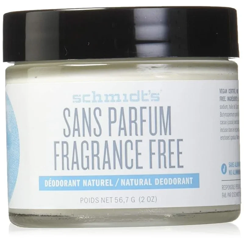 Schmidt's Fragrance-Free Natural Deodorant Jar — Signature formula WITH baking soda, 2 oz glass jar (NOT the baking-soda-free Sensitive Skin stick)