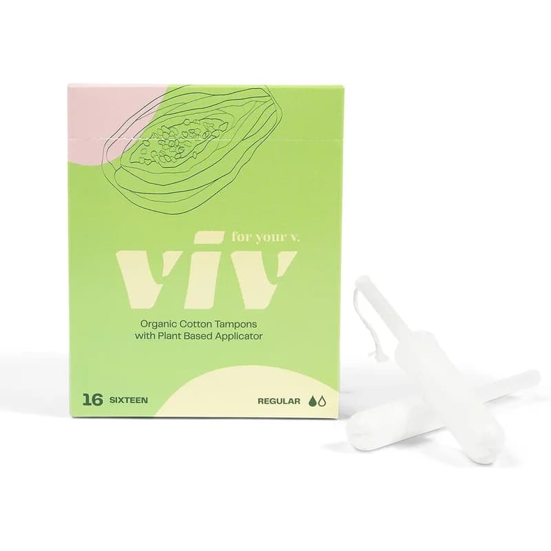 Viv for Your V 100% Organic Cotton Tampons, Regular, Plant-Based Applicator